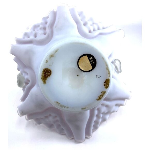 Brides Basket Glass Antique Victorian Enamel Floral Purple Satin Bowl 7" x 7" - Picture 7 of 8